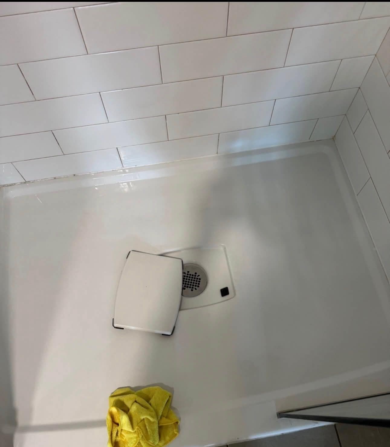 A freshly cleaned shower floor